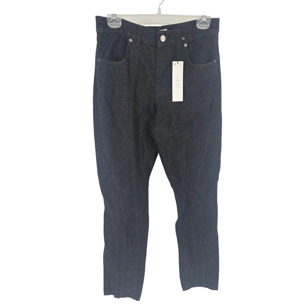 Zara The Panelled Slim Black Denim Jeans High Rise Slim Leg Slim Fit Size 6